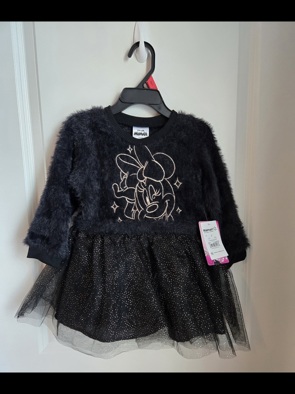 Minnie Mouse Fuzzy Tulle Black Dress Size 2T